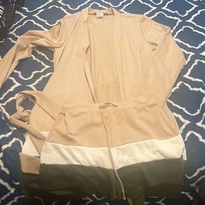 Olive / nude short and cardigan set.